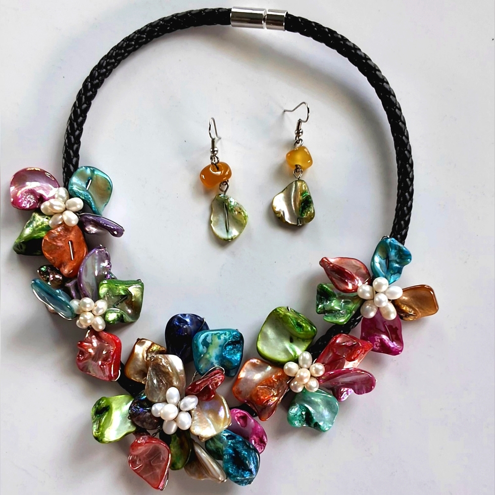 Statement Flowers Necklace W Earings